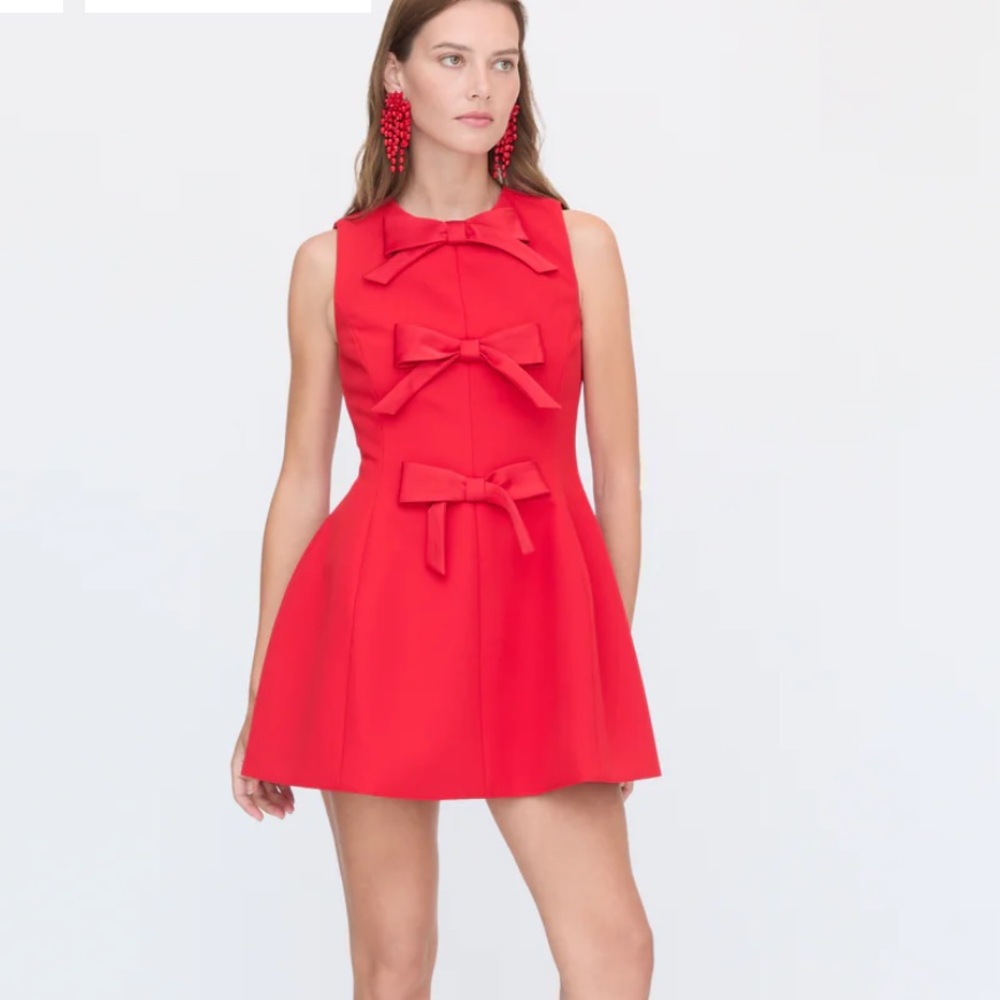 NWT Hill House The Blythe Bow Dress red size small